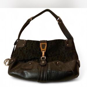 Etienne Aigner Black and Brown Shoulder Bag